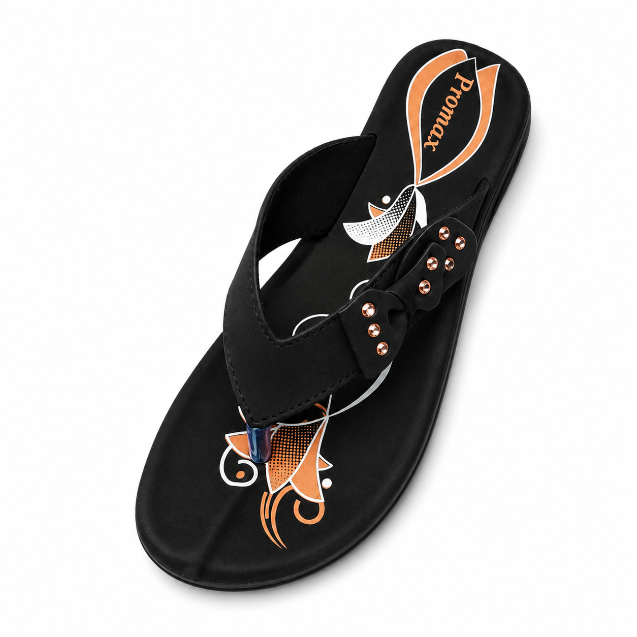 Promax Women's Stylish Bow Toe Ring Sandals - Black