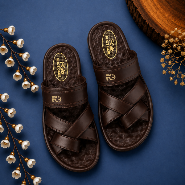 FG Footcare Men's Premium Cross Strap Comfort Sandals
