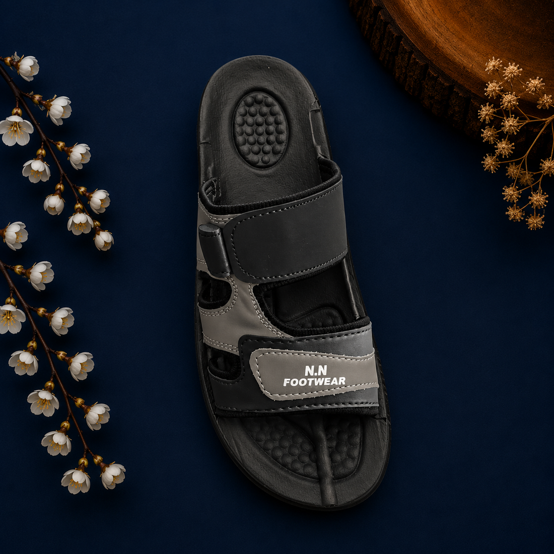 N.N Footwear Men's Adjustable Comfort Sandals - Black & Grey