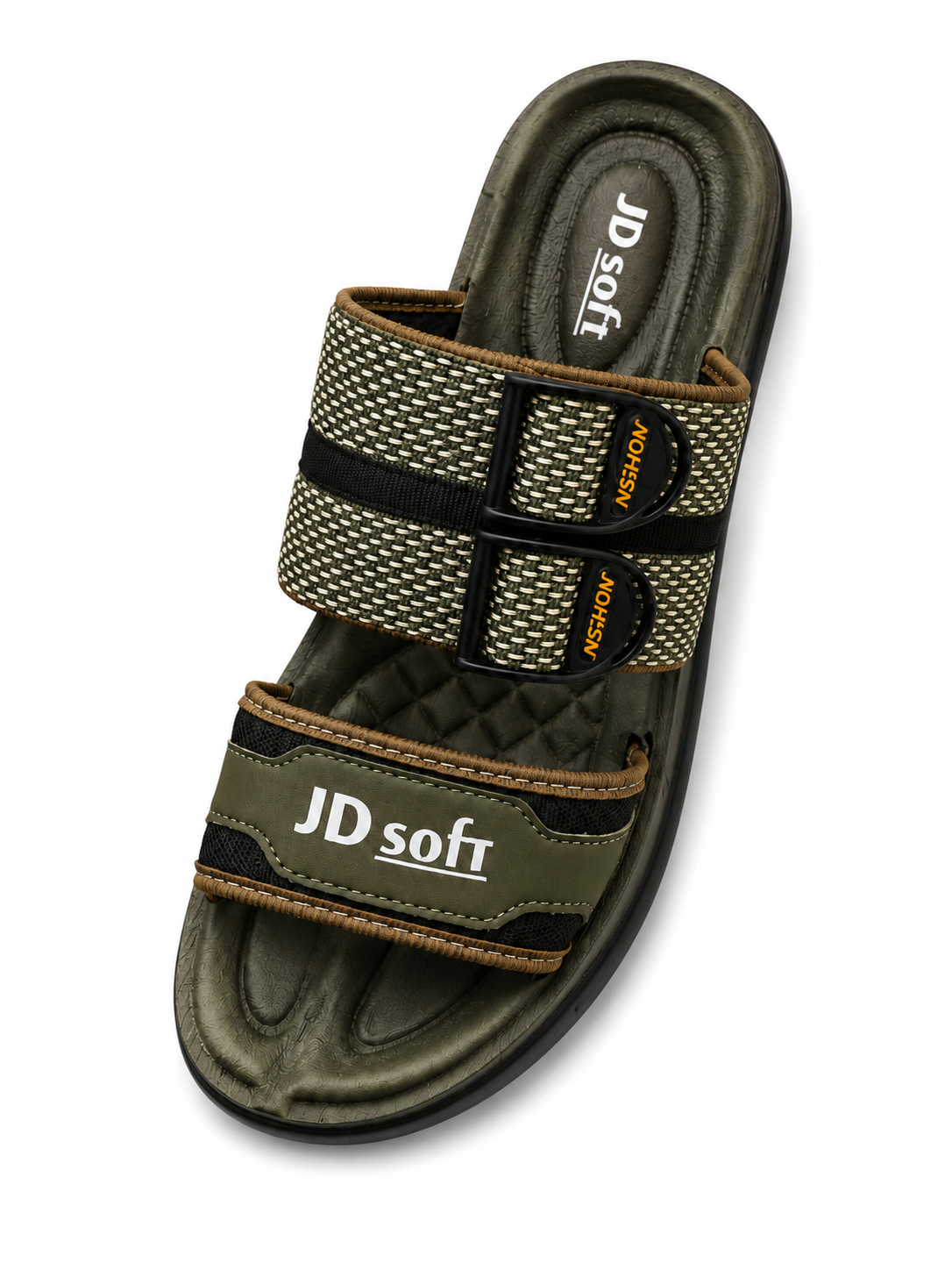 JD Soft Men's Adjustable Comfort Slide Sandals - Olive Green